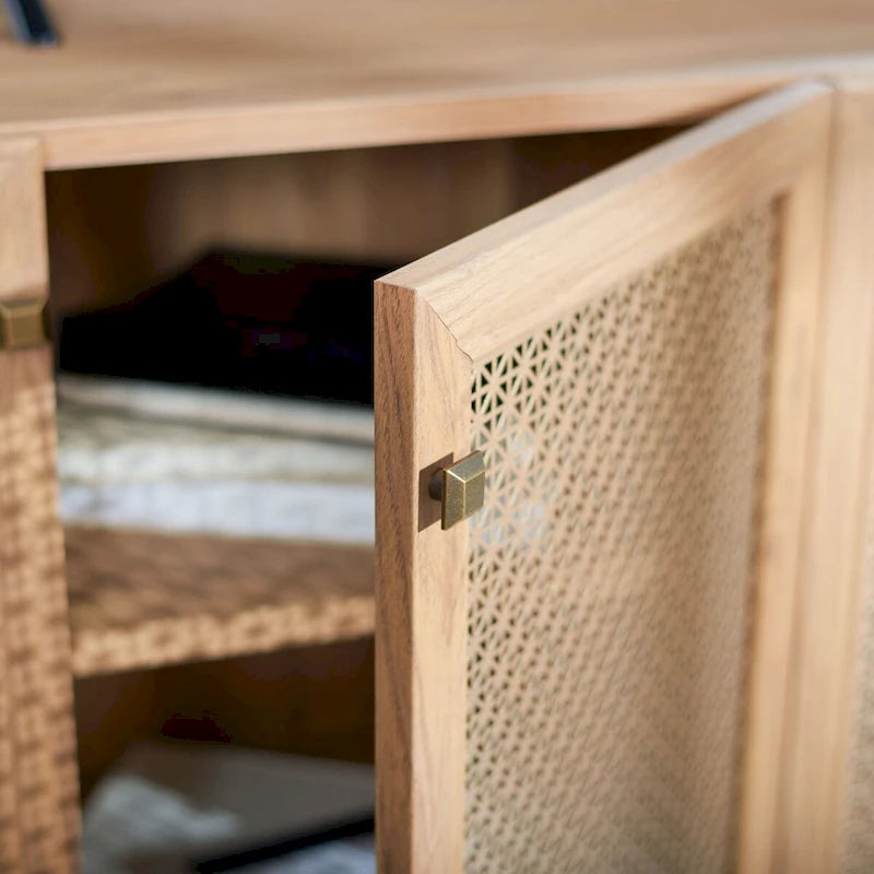 Meuble TV SAFAVIEH Micaela avec rangement, 4 portes, 160,3 cm – 160,3 cm (L) x 41,4 cm (P) x 80,5 cm (H) – 63Wx16Dx32H