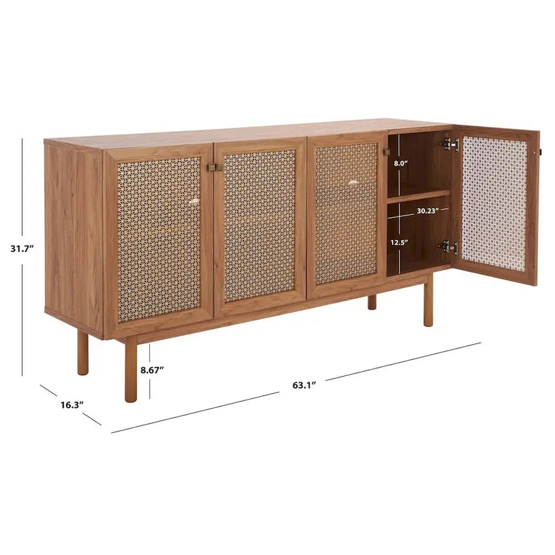 Meuble TV SAFAVIEH Micaela avec rangement, 4 portes, 160,3 cm – 160,3 cm (L) x 41,4 cm (P) x 80,5 cm (H) – 63Wx16Dx32H
