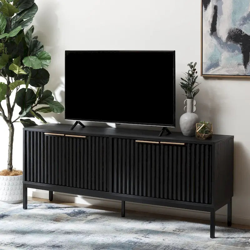 Meuble TV/multimédia Deandra à 4 portes SAFAVIEH (convient aux téléviseurs à écran plat jusqu'à 65 pouces) - 154,4 cm x 44,9 cm x 62,5 cm - 61Lx18Px25H