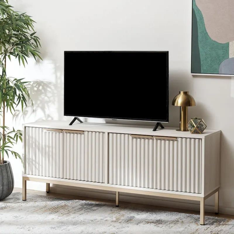 Meuble TV/multimédia Deandra à 4 portes SAFAVIEH (convient aux téléviseurs à écran plat jusqu'à 65 pouces) - 154,4 cm x 44,9 cm x 62,5 cm - 61Lx18Px25H