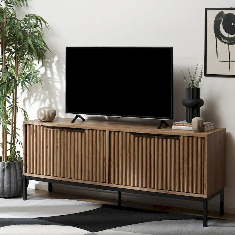 Meuble TV/multimédia Deandra à 4 portes SAFAVIEH (convient aux téléviseurs à écran plat jusqu'à 65 pouces) - 154,4 cm x 44,9 cm x 62,5 cm - 61Lx18Px25H