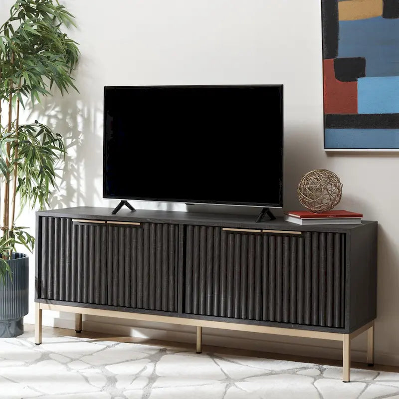 Meuble TV/multimédia Deandra à 4 portes SAFAVIEH (convient aux téléviseurs à écran plat jusqu'à 65 pouces) - 154,4 cm x 44,9 cm x 62,5 cm - 61Lx18Px25H