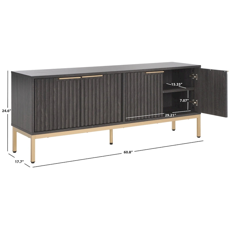 Meuble TV/multimédia Deandra à 4 portes SAFAVIEH (convient aux téléviseurs à écran plat jusqu'à 65 pouces) - 154,4 cm x 44,9 cm x 62,5 cm - 61Lx18Px25H