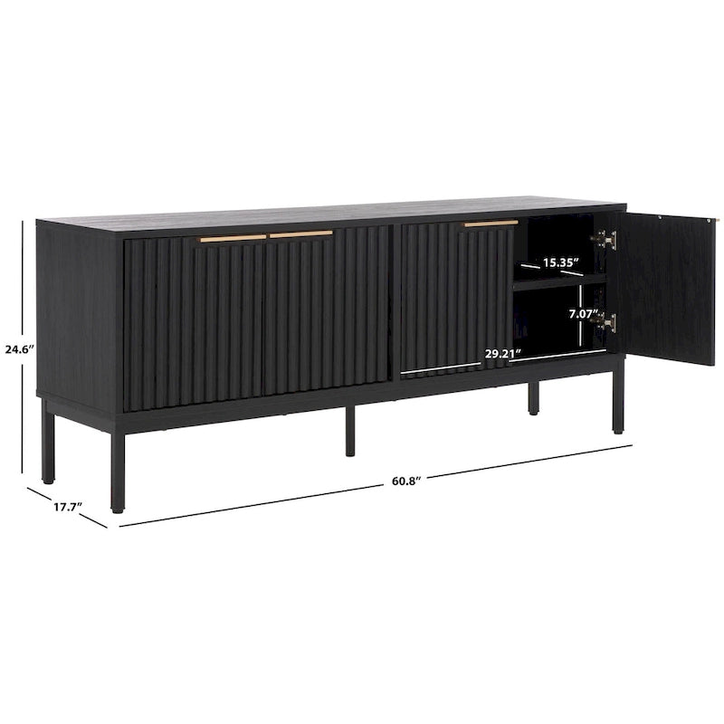 Meuble TV/multimédia Deandra à 4 portes SAFAVIEH (convient aux téléviseurs à écran plat jusqu'à 65 pouces) - 154,4 cm x 44,9 cm x 62,5 cm - 61Lx18Px25H