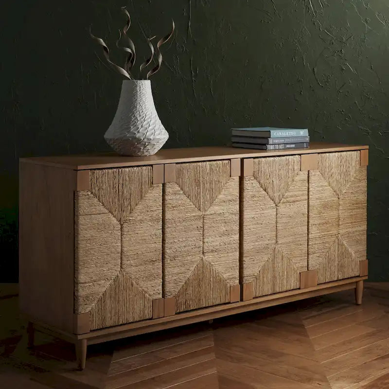 Buffet 4 portes Nedime Banana Stem SAFAVIEH Couture – 69,8 po L x 18,1 po P x 32 po H – 70x32x18H