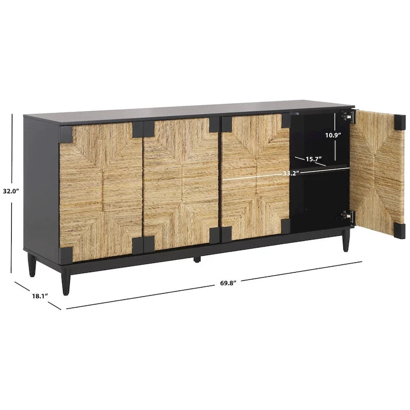 Buffet 4 portes Nedime Banana Stem SAFAVIEH Couture – 69,8 po L x 18,1 po P x 32 po H – 70x32x18H