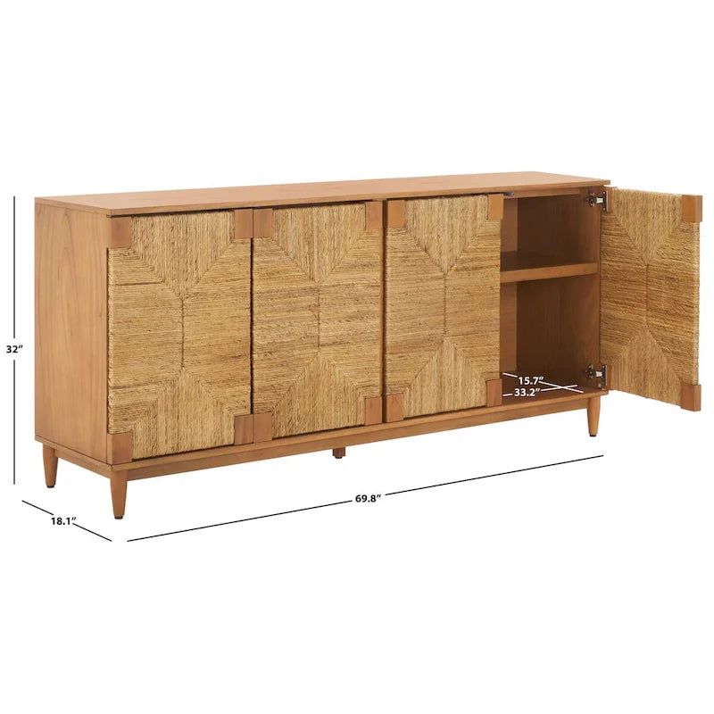 Buffet 4 portes Nedime Banana Stem SAFAVIEH Couture – 69,8 po L x 18,1 po P x 32 po H – 70x32x18H