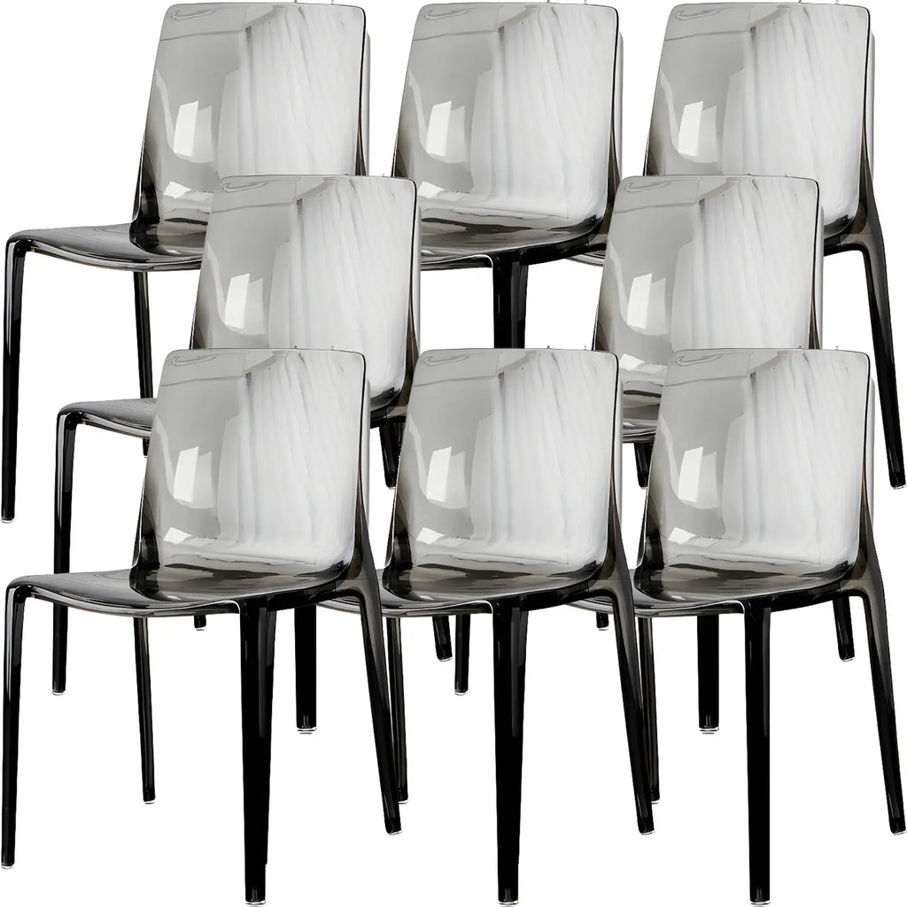 Chaise de salle à manger sans accoudoirs à dossier bas en acrylique ambre