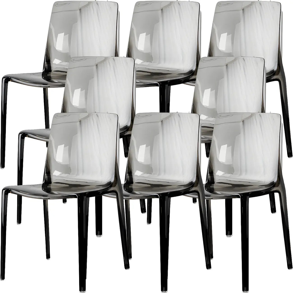 Chaise de salle à manger sans accoudoirs à dossier bas en acrylique ambre