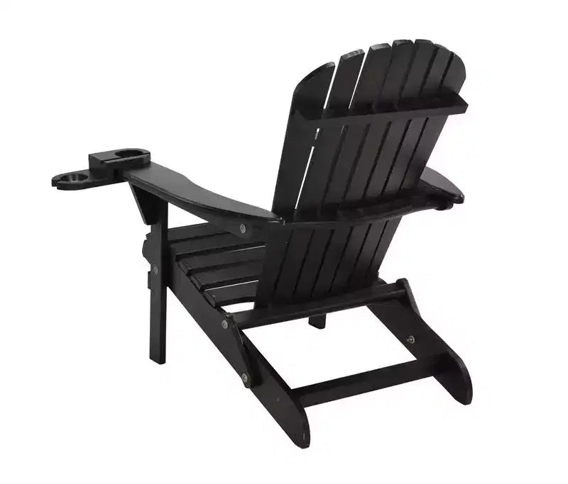 Jiallo Foldable Adirondack Chair with cup holder Conversation Set, 2 Foldable Adirondack Chairs with cup holders with Ottoman