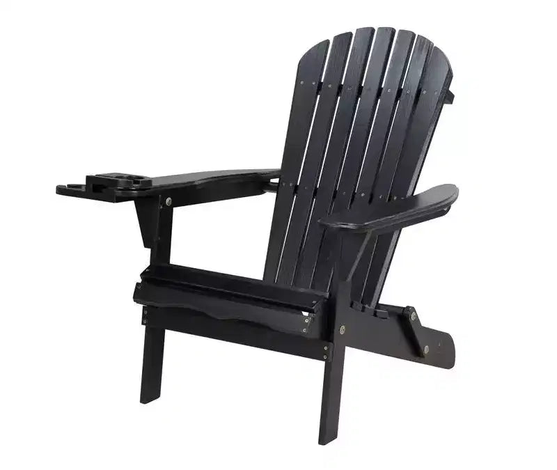 Jiallo Foldable Adirondack Chair with cup holder Bristro Set, 2 Foldable Adirondack Chairs with cup holders and 1 End Table