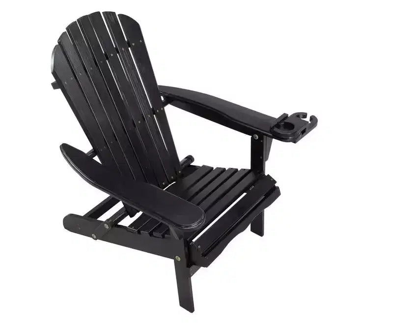 Jiallo Foldable Adirondack Chair with cup holder Bristro Set, 2 Foldable Adirondack Chairs with cup holders and 1 End Table