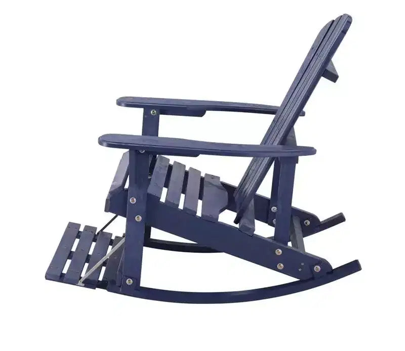 Jiallo Zero Gravity Collection Navy Blue Adirondack Rocking Chair with Built-in Footrest