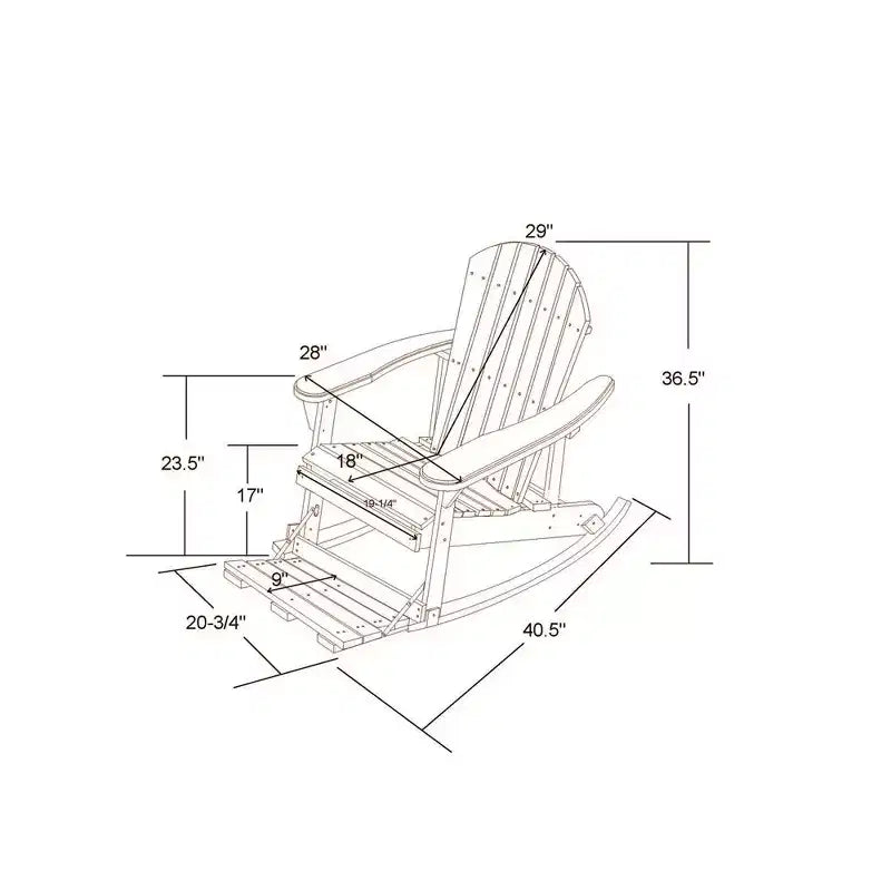 Jiallo Zero Gravity Collection Navy Blue Adirondack Rocking Chair with Built-in Footrest