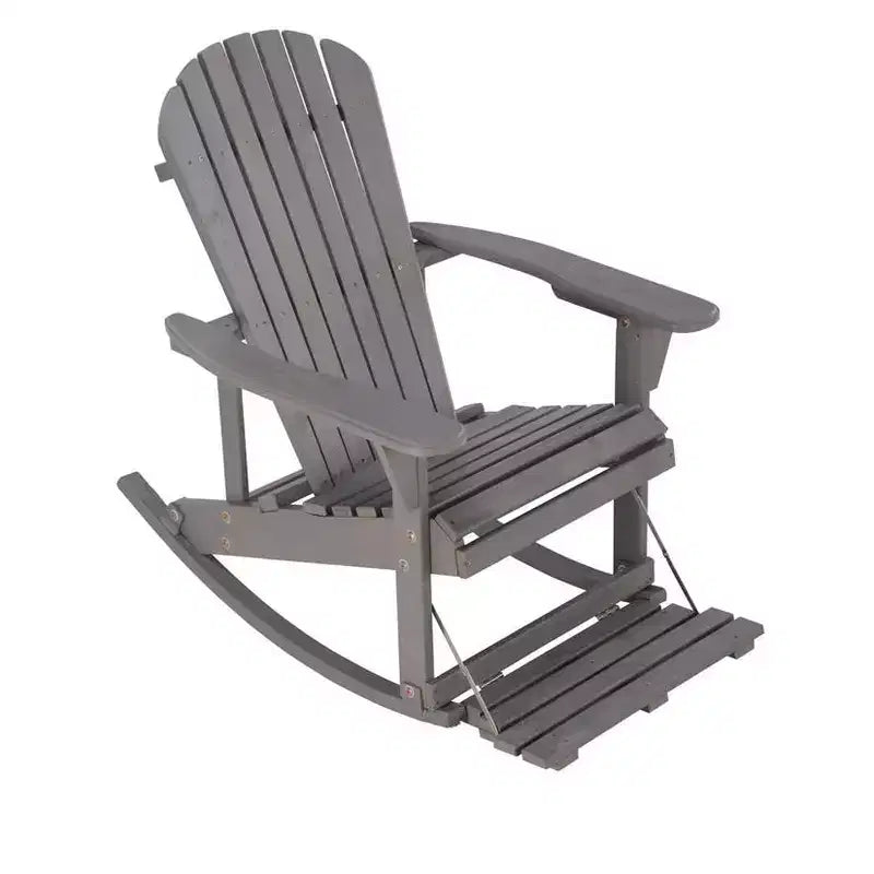 Jiallo Zero Gravity Collection Dark Gray Adirondack Rocking Chair with Built-in Footrest - Set of 2 Rocking Chairs