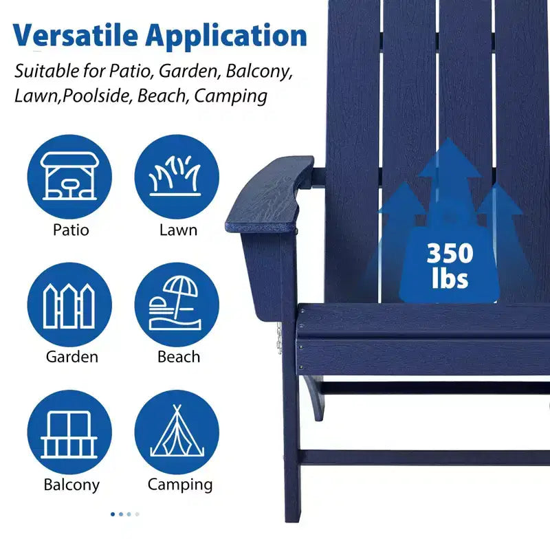 GARPROVM Upgraded Folding HDPE Adirondack Chair Weather-Resistant Outdoor Patio Chair