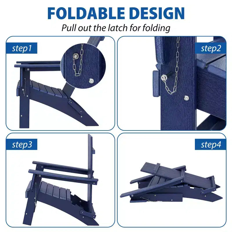 GARPROVM Upgraded Folding HDPE Adirondack Chair Weather-Resistant Outdoor Patio Chair