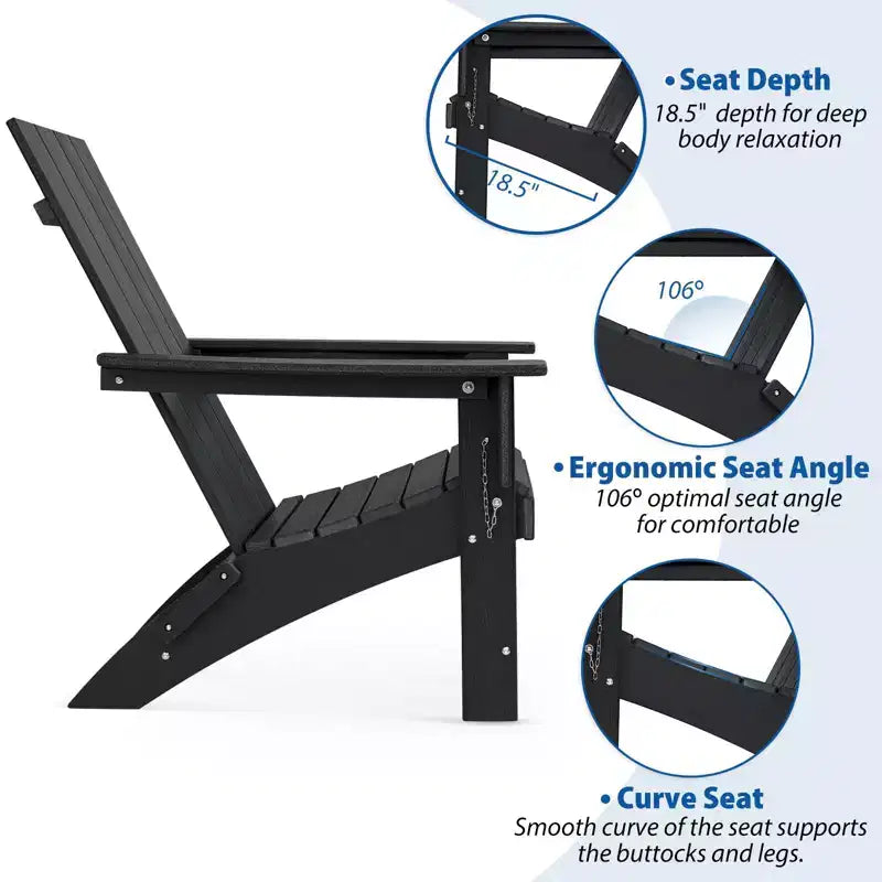 GARPROVM Upgraded Folding HDPE Adirondack Chair Weather-Resistant Outdoor Patio Chair