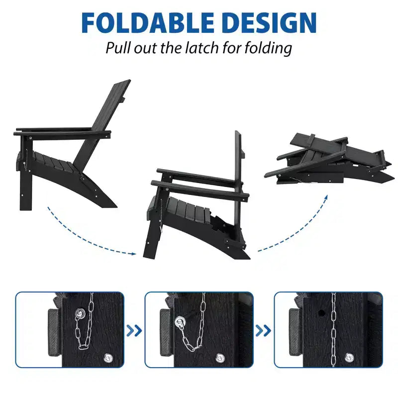 GARPROVM Upgraded Folding HDPE Adirondack Chair Weather-Resistant Outdoor Patio Chair