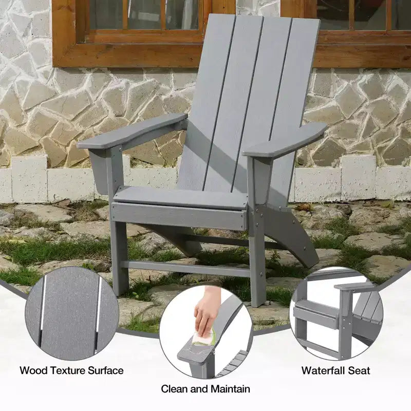GARPROVM Chaise Adirondack confortable en PEHD résistant aux intempéries pour patio extérieur