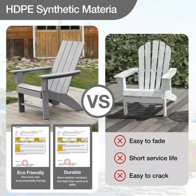 GARPROVM Chaise Adirondack confortable en PEHD résistant aux intempéries pour patio extérieur
