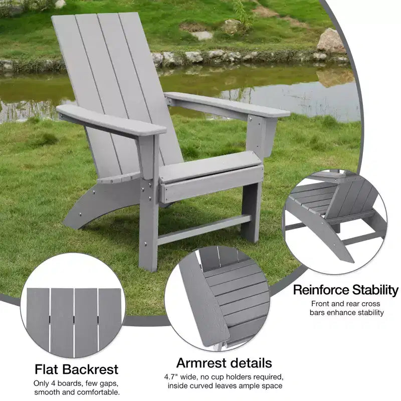 GARPROVM Chaise Adirondack confortable en PEHD résistant aux intempéries pour patio extérieur