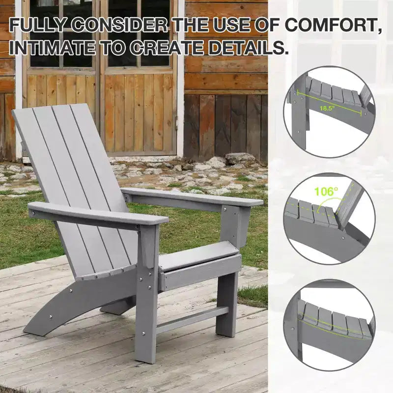 GARPROVM Chaise Adirondack confortable en PEHD résistant aux intempéries pour patio extérieur