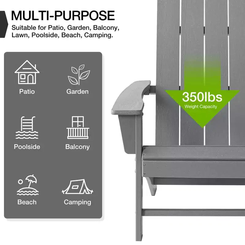 GARPROVM Chaise Adirondack confortable en PEHD résistant aux intempéries pour patio extérieur