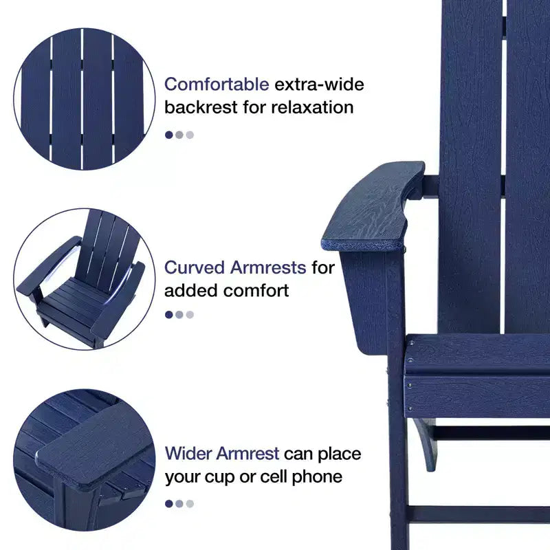 GARPROVM 2 Adirondack Chairs with Side Table HDPE Weather-Resistant Outdoor Patio Furniture