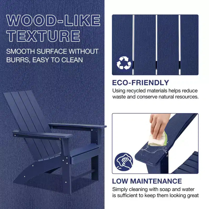 GARPROVM 2 Adirondack Chairs with Side Table HDPE Weather-Resistant Outdoor Patio Furniture