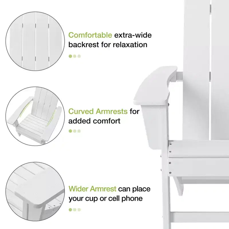 GARPROVM 2 Adirondack Chairs with Side Table HDPE Weather-Resistant Outdoor Patio Furniture
