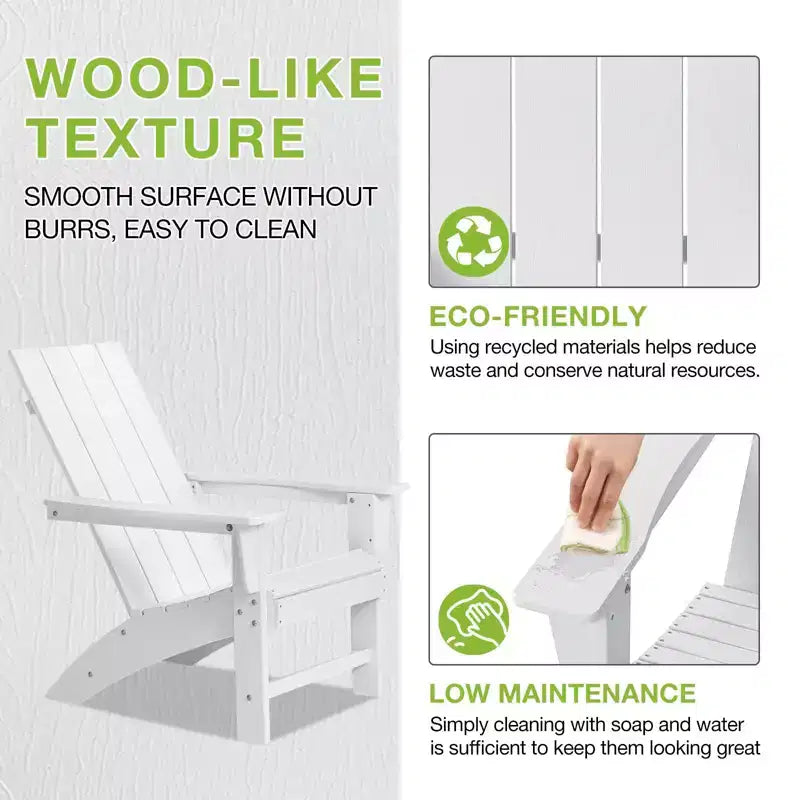 GARPROVM 2 Adirondack Chairs with Side Table HDPE Weather-Resistant Outdoor Patio Furniture