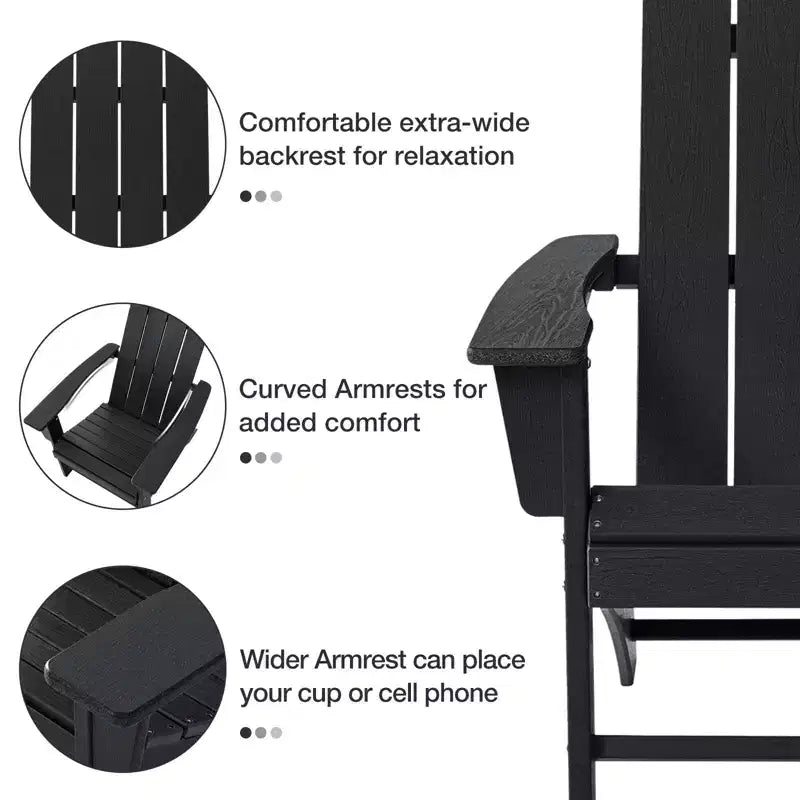 GARPROVM 2 Adirondack Chairs with Side Table HDPE Weather-Resistant Outdoor Patio Furniture