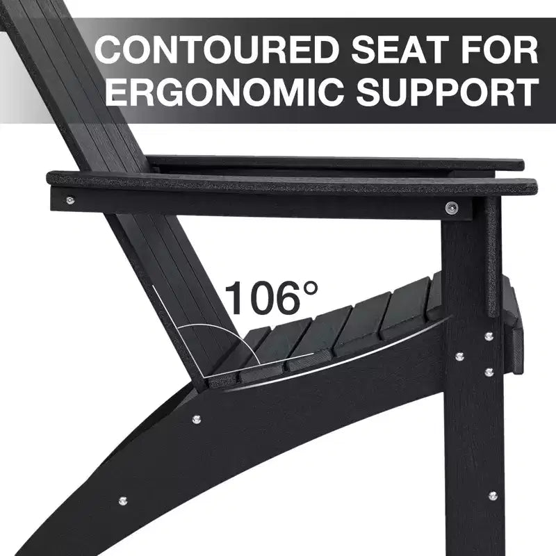 GARPROVM 2 Adirondack Chairs with Side Table HDPE Weather-Resistant Outdoor Patio Furniture