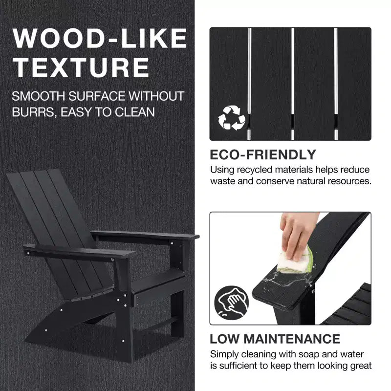 GARPROVM 2 Adirondack Chairs with Side Table HDPE Weather-Resistant Outdoor Patio Furniture