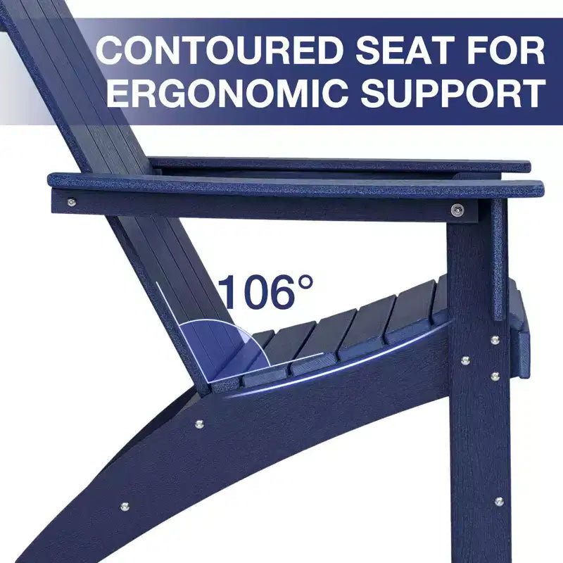GARPROVM 2 Adirondack Chairs with Side Table HDPE Weather-Resistant Outdoor Patio Furniture