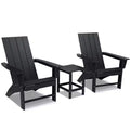 GARPROVM 2 Adirondack Chairs with Side Table HDPE Weather-Resistant Outdoor Patio Furniture