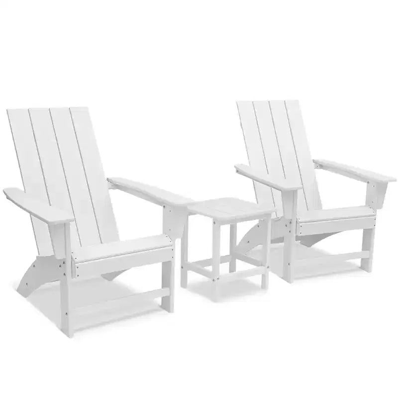 GARPROVM 2 Adirondack Chairs with Side Table HDPE Weather-Resistant Outdoor Patio Furniture