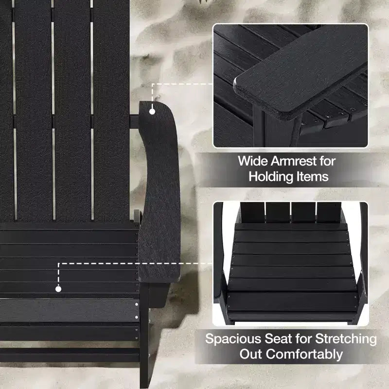 GARPROVM HDPE Adirondack Chair with Ottoman Weather-Resistant Outdoor Patio Furniture