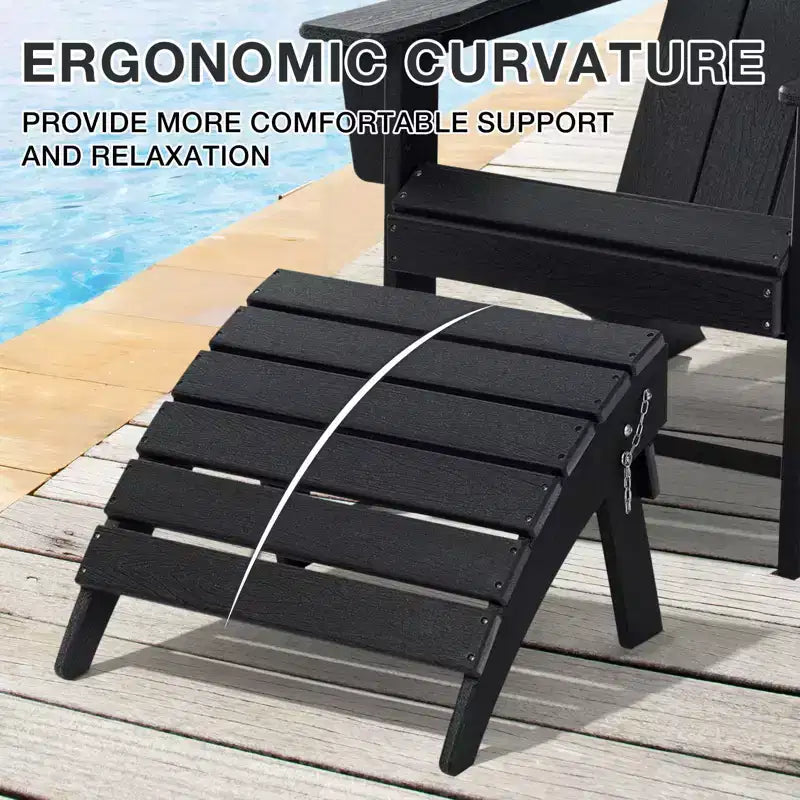 GARPROVM HDPE Adirondack Chair with Ottoman Weather-Resistant Outdoor Patio Furniture