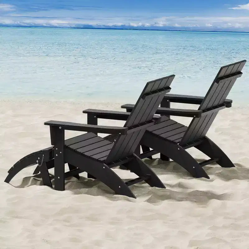 GARPROVM HDPE Adirondack Chair with Ottoman Weather-Resistant Outdoor Patio Furniture