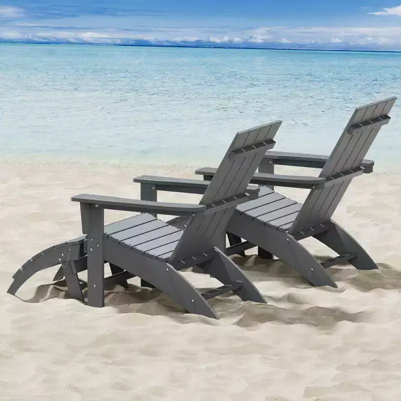 GARPROVM HDPE Adirondack Chair with Ottoman Weather-Resistant Outdoor Patio Furniture