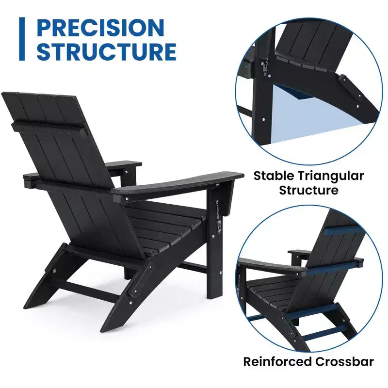 GARPROVM Upgraded Folding HDPE Adirondack Chair with Ottoman Weather-Resistant For Outdoor