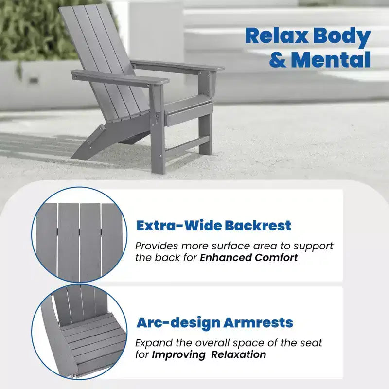 GARPROVM 2 Upgraded Folding HDPE Adirondack Chairs with Side Table Weather-Resistant For Outdoor