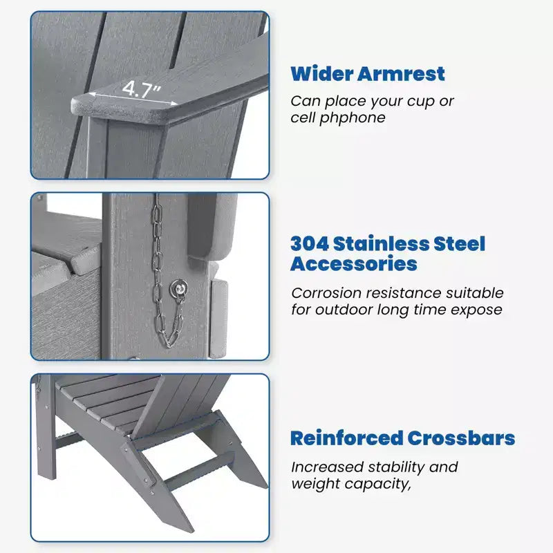 GARPROVM 2 Upgraded Folding HDPE Adirondack Chairs with Side Table Weather-Resistant For Outdoor