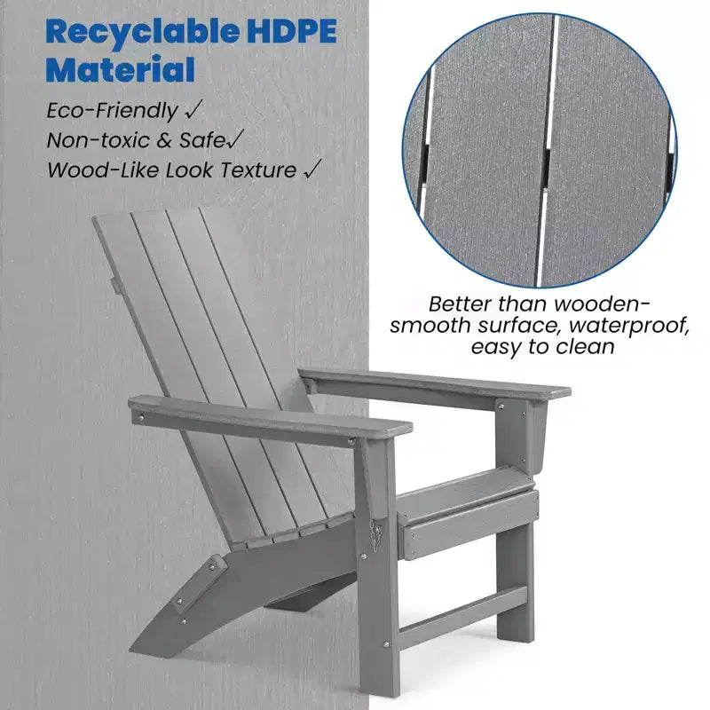 GARPROVM 2 Upgraded Folding HDPE Adirondack Chairs with Side Table Weather-Resistant For Outdoor