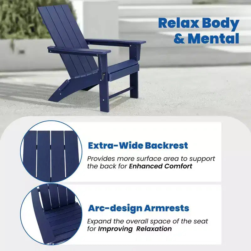 GARPROVM 2 Upgraded Folding HDPE Adirondack Chairs with Side Table Weather-Resistant For Outdoor