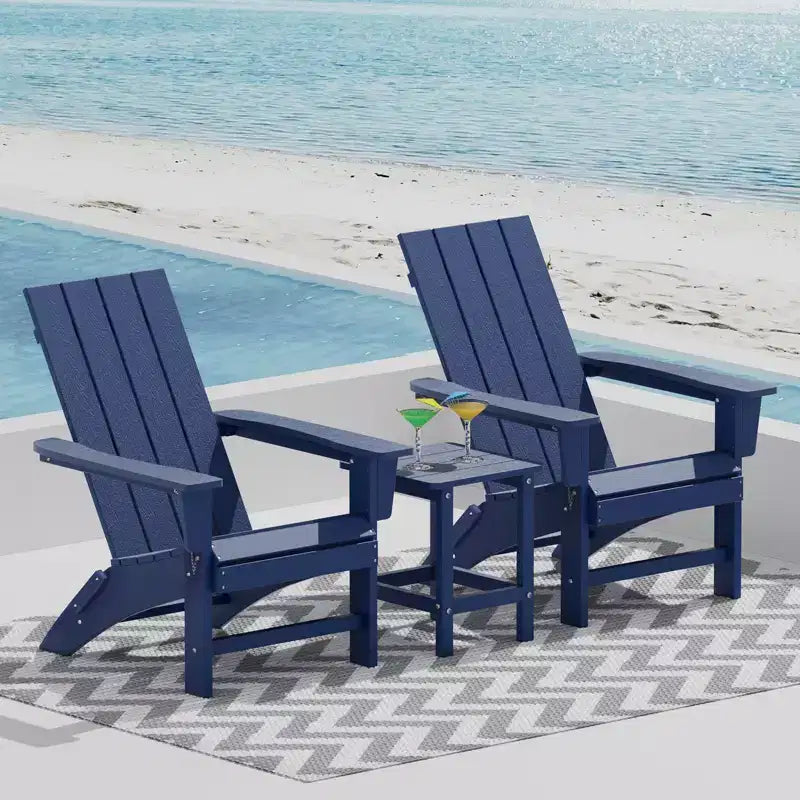 GARPROVM 2 Upgraded Folding HDPE Adirondack Chairs with Side Table Weather-Resistant For Outdoor