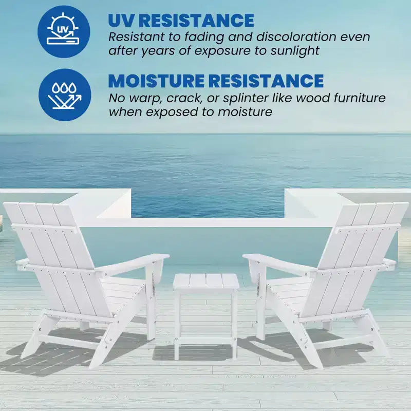 GARPROVM 2 Upgraded Folding HDPE Adirondack Chairs with Side Table Weather-Resistant For Outdoor