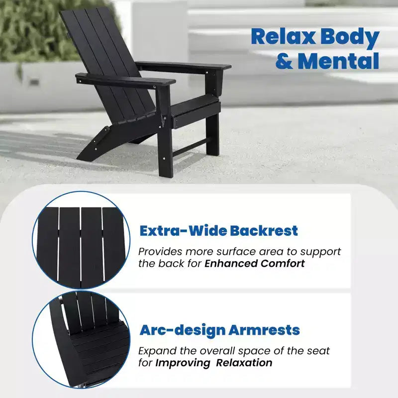 GARPROVM 2 Upgraded Folding HDPE Adirondack Chairs with Side Table Weather-Resistant For Outdoor